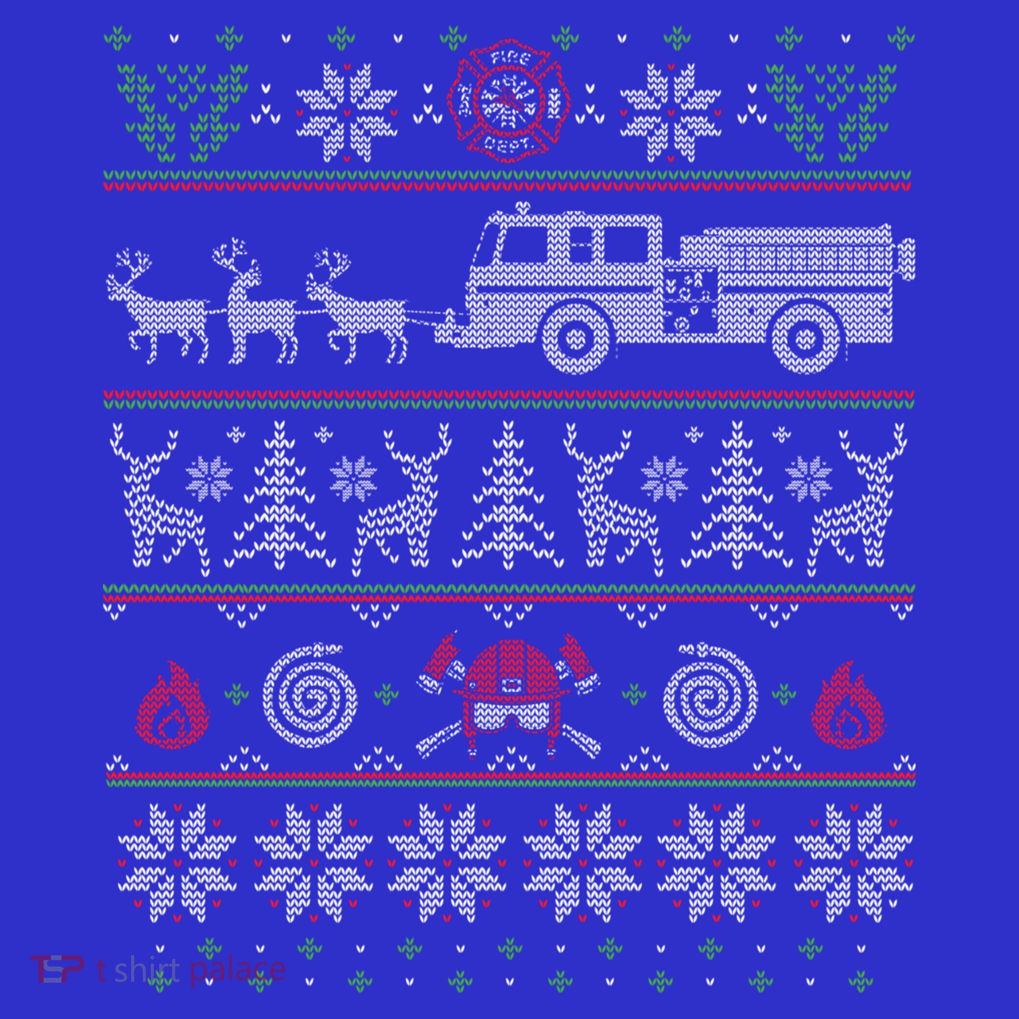 Firefighter Fire Truck Pulled By Reindeer Ugly Christmas Gift Mousepad