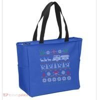 Firefighter Fire Truck Pulled By Reindeer Ugly Christmas Gift Tote Bag thumb 2