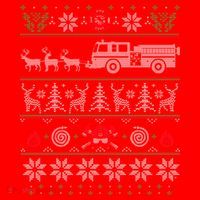 Firefighter Fire Truck Pulled By Reindeer Ugly Christmas Gift Santa Hat thumb 1