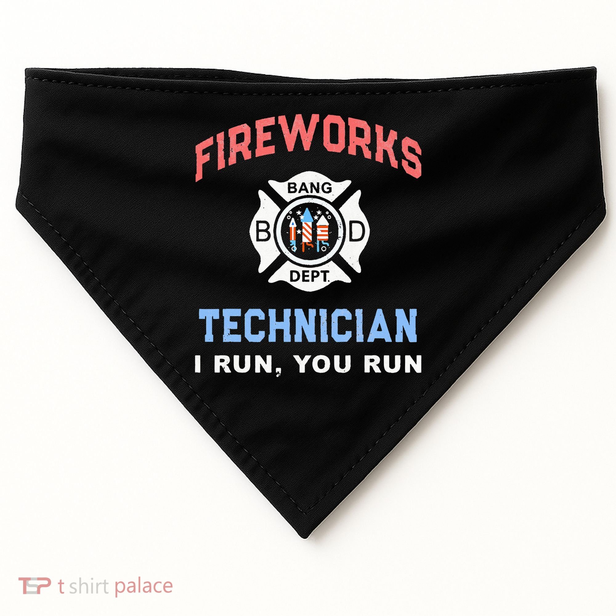 Funny FIREWORKS TECHNICIAN America Firefighter Pyro Expert USA-Made Doggie Bandana