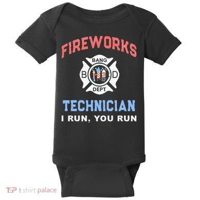Funny FIREWORKS TECHNICIAN America Firefighter Pyro Expert Baby Bodysuit