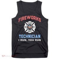 Funny FIREWORKS TECHNICIAN America Firefighter Pyro Expert Tank Top thumb 0