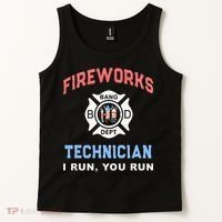 Funny FIREWORKS TECHNICIAN America Firefighter Pyro Expert Tank Top thumb 2