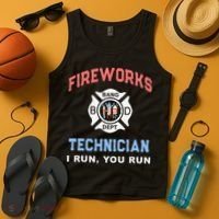 Funny FIREWORKS TECHNICIAN America Firefighter Pyro Expert Tank Top thumb 4