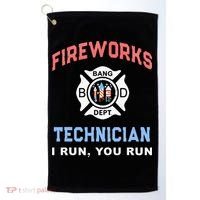 Funny FIREWORKS TECHNICIAN America Firefighter Pyro Expert Golf Towel thumb 0