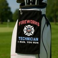 Funny FIREWORKS TECHNICIAN America Firefighter Pyro Expert Golf Towel thumb 2
