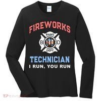Funny FIREWORKS TECHNICIAN America Firefighter Pyro Expert Women's Long Sleeve Shirt thumb 0