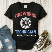 Funny FIREWORKS TECHNICIAN America Firefighter Pyro Expert Women's T-Shirt thumb 3