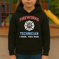 Funny FIREWORKS TECHNICIAN America Firefighter Pyro Expert Kids Hoodie thumb 3