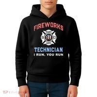 Funny FIREWORKS TECHNICIAN America Firefighter Pyro Expert Kids Hoodie thumb 4