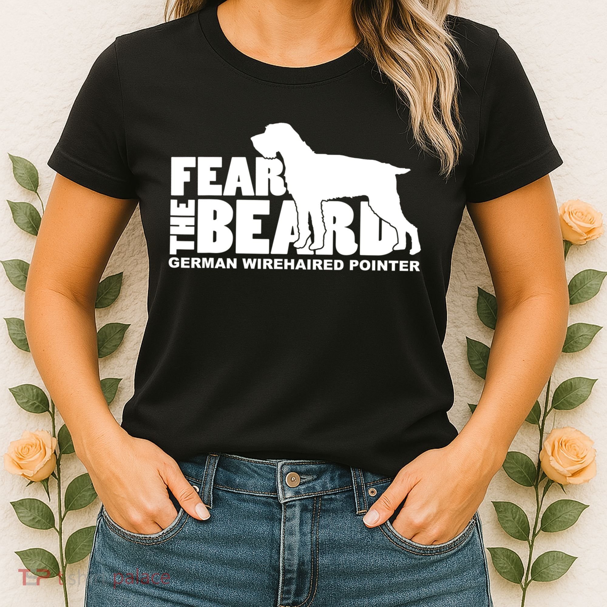 Funny Fear The Beard Gift Funny German Wirehaired Pointer Gift Women's T-Shirt