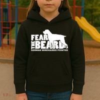 Funny Fear The Beard Gift Funny German Wirehaired Pointer Gift Kids Hoodie thumb 3