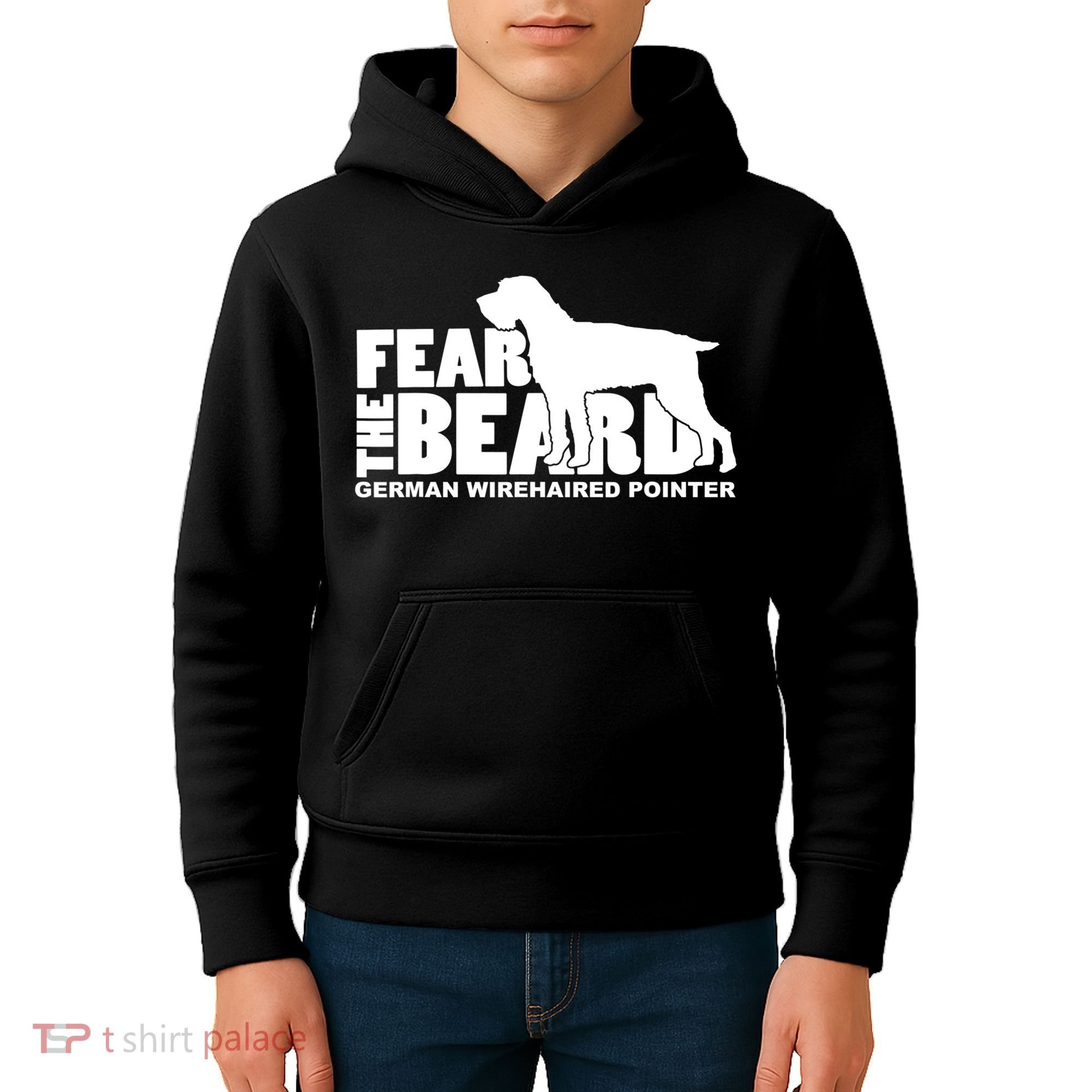 Funny Fear The Beard Gift Funny German Wirehaired Pointer Gift Kids Hoodie
