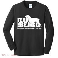 Funny Fear The Beard Gift Funny German Wirehaired Pointer Gift Kids Long Sleeve Shirt thumb 0