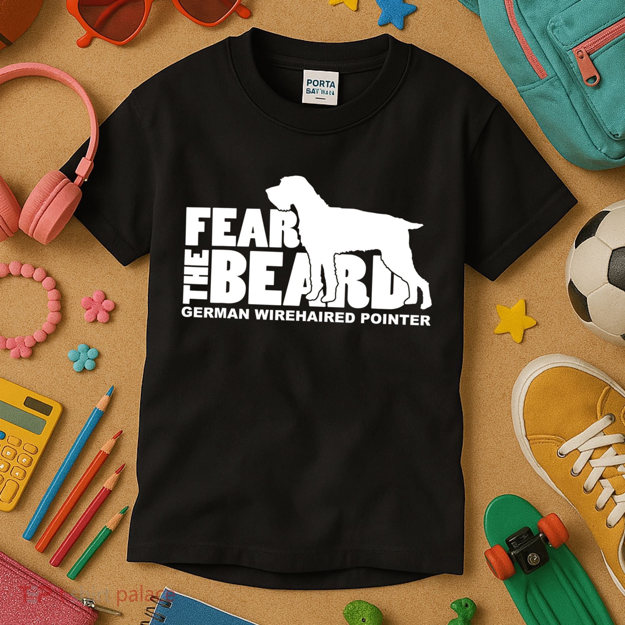 Funny Fear The Beard Gift Funny German Wirehaired Pointer Gift Kids T-Shirt