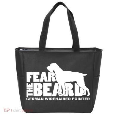Funny Fear The Beard Gift Funny German Wirehaired Pointer Gift Tote Bag