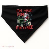 Farm Fun To Ride Santa Tractor Christmas USA-Made Doggie Bandana thumb 0