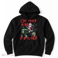 Farm Fun To Ride Santa Tractor Christmas Hoodie thumb 0