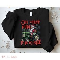 Farm Fun To Ride Santa Tractor Christmas Sweatshirt thumb 2