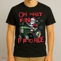 Farm Fun To Ride Santa Tractor Christmas T-Shirt thumb 3