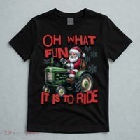Farm Fun To Ride Santa Tractor Christmas T-Shirt thumb 5