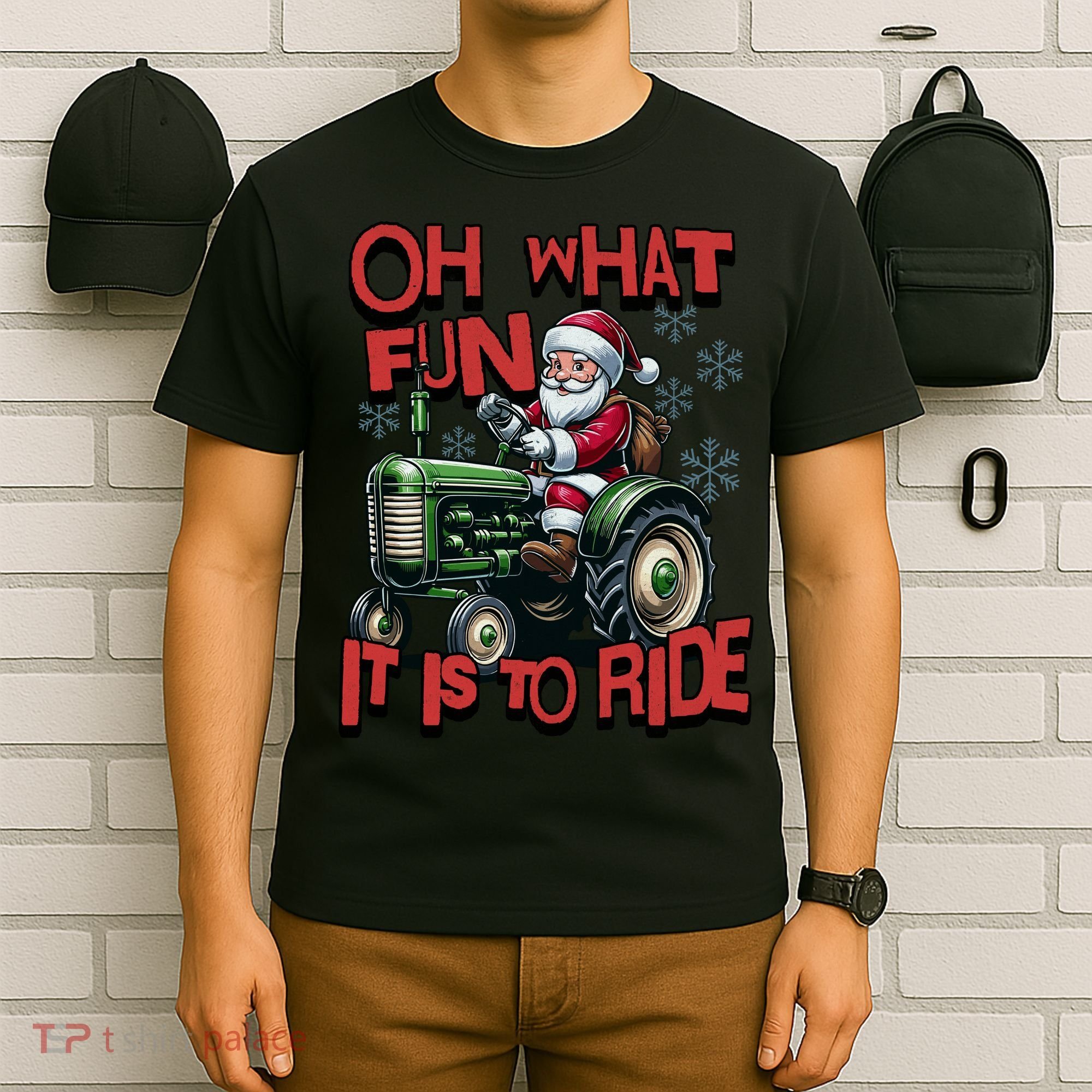 Farm Fun To Ride Santa Tractor Christmas T-Shirt