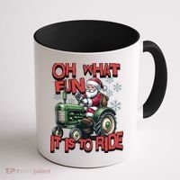 Farm Fun To Ride Santa Tractor Christmas Coffee Mug thumb 1