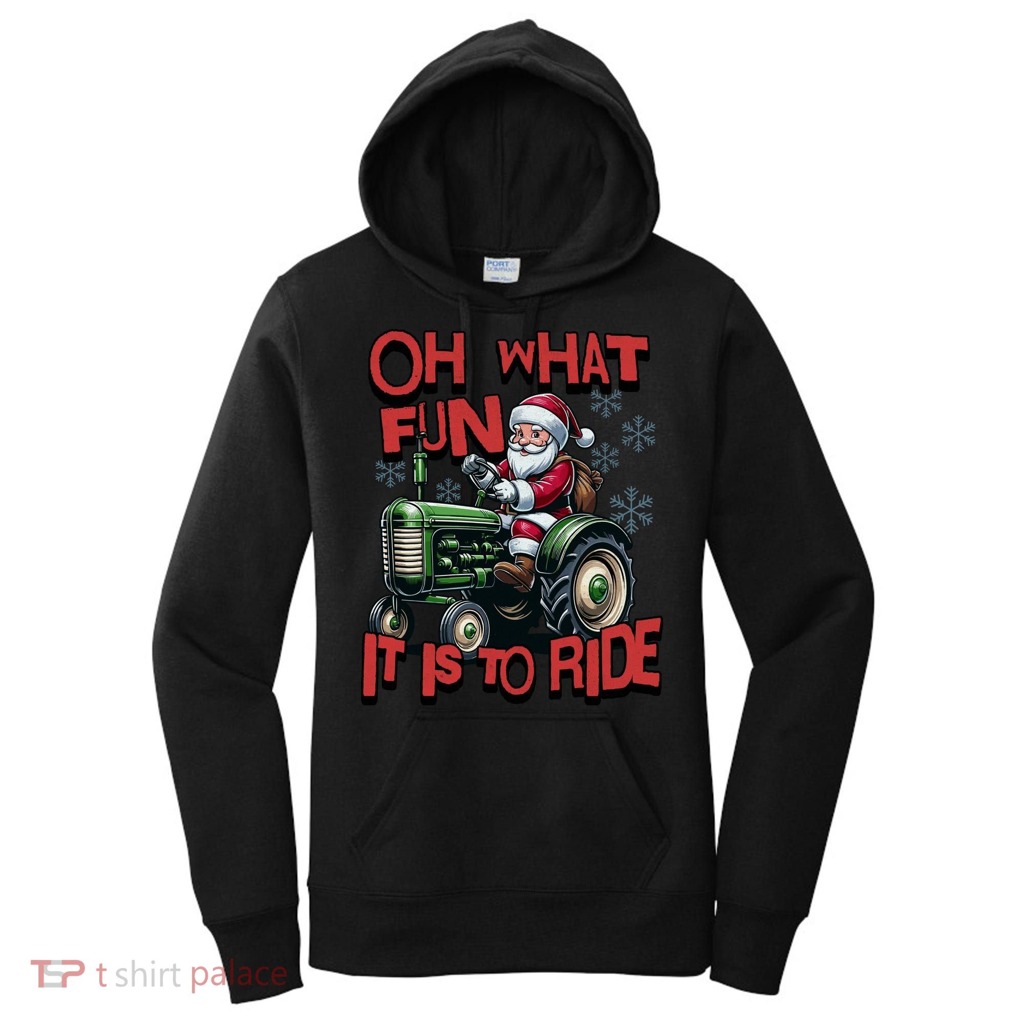 Farm Fun To Ride Santa Tractor Christmas Women's Hoodie