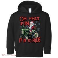 Farm Fun To Ride Santa Tractor Christmas Toddler Hoodie thumb 0