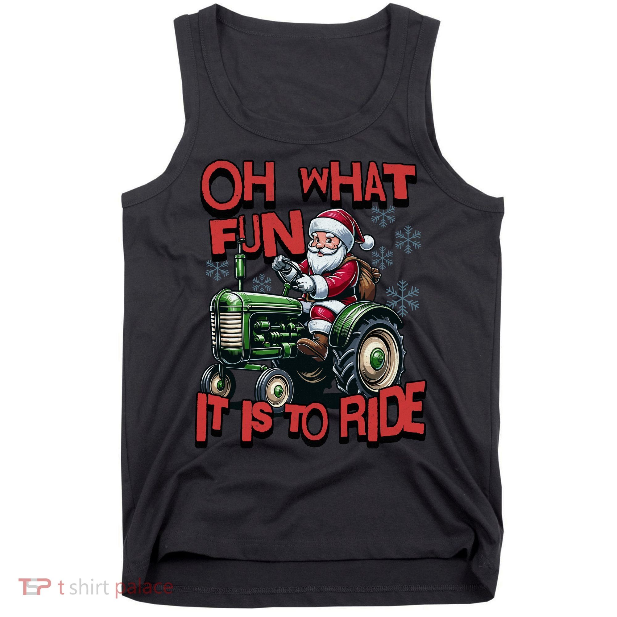 Farm Fun To Ride Santa Tractor Christmas Tank Top