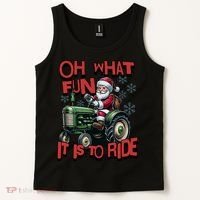 Farm Fun To Ride Santa Tractor Christmas Tank Top thumb 2