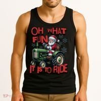 Farm Fun To Ride Santa Tractor Christmas Tank Top thumb 3