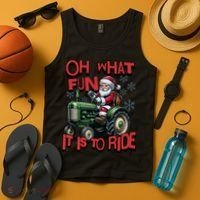 Farm Fun To Ride Santa Tractor Christmas Tank Top thumb 4