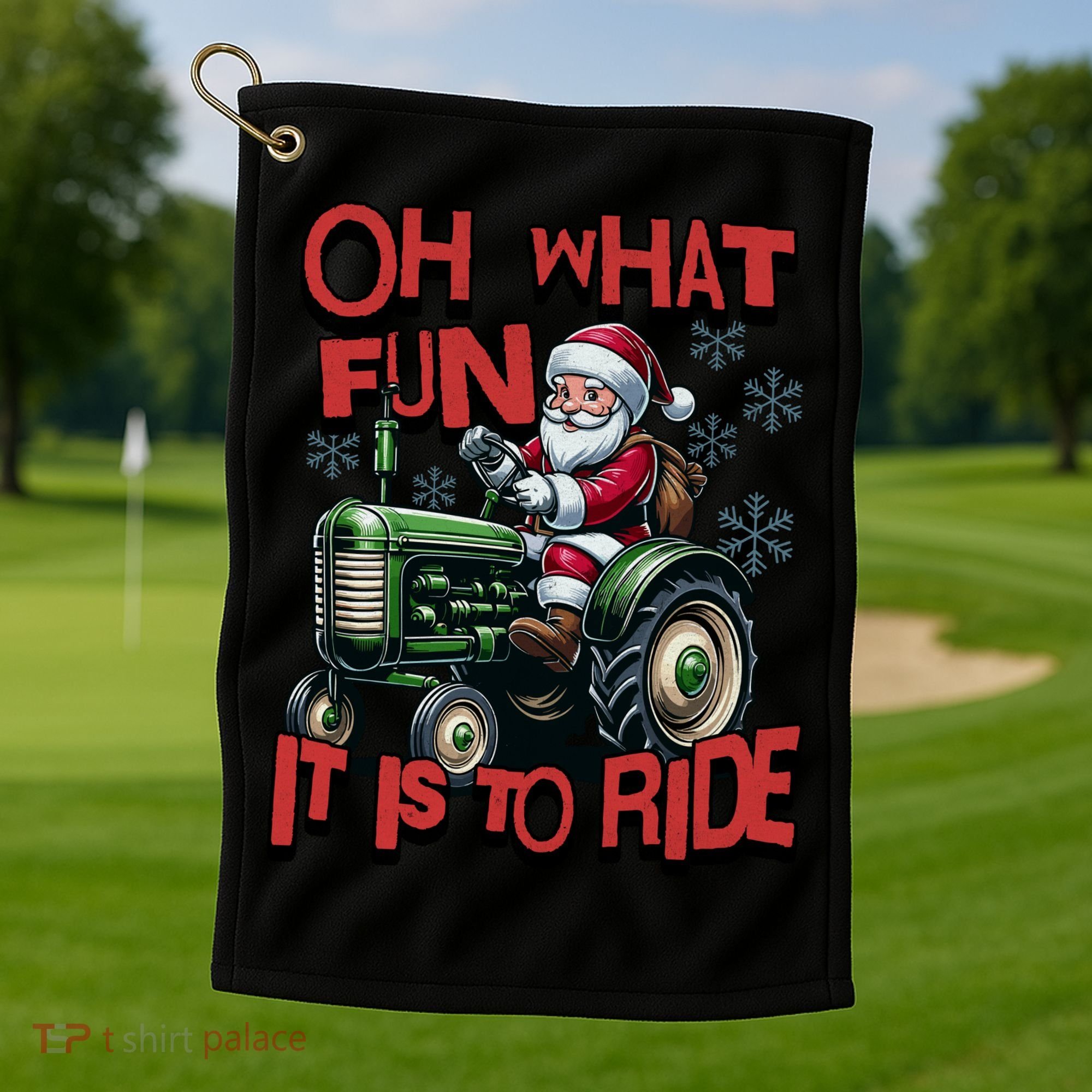 Farm Fun To Ride Santa Tractor Christmas Golf Towel