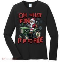 Farm Fun To Ride Santa Tractor Christmas Women's Long Sleeve Shirt thumb 0