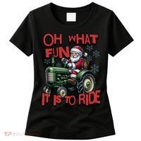 Farm Fun To Ride Santa Tractor Christmas Women's T-Shirt thumb 0