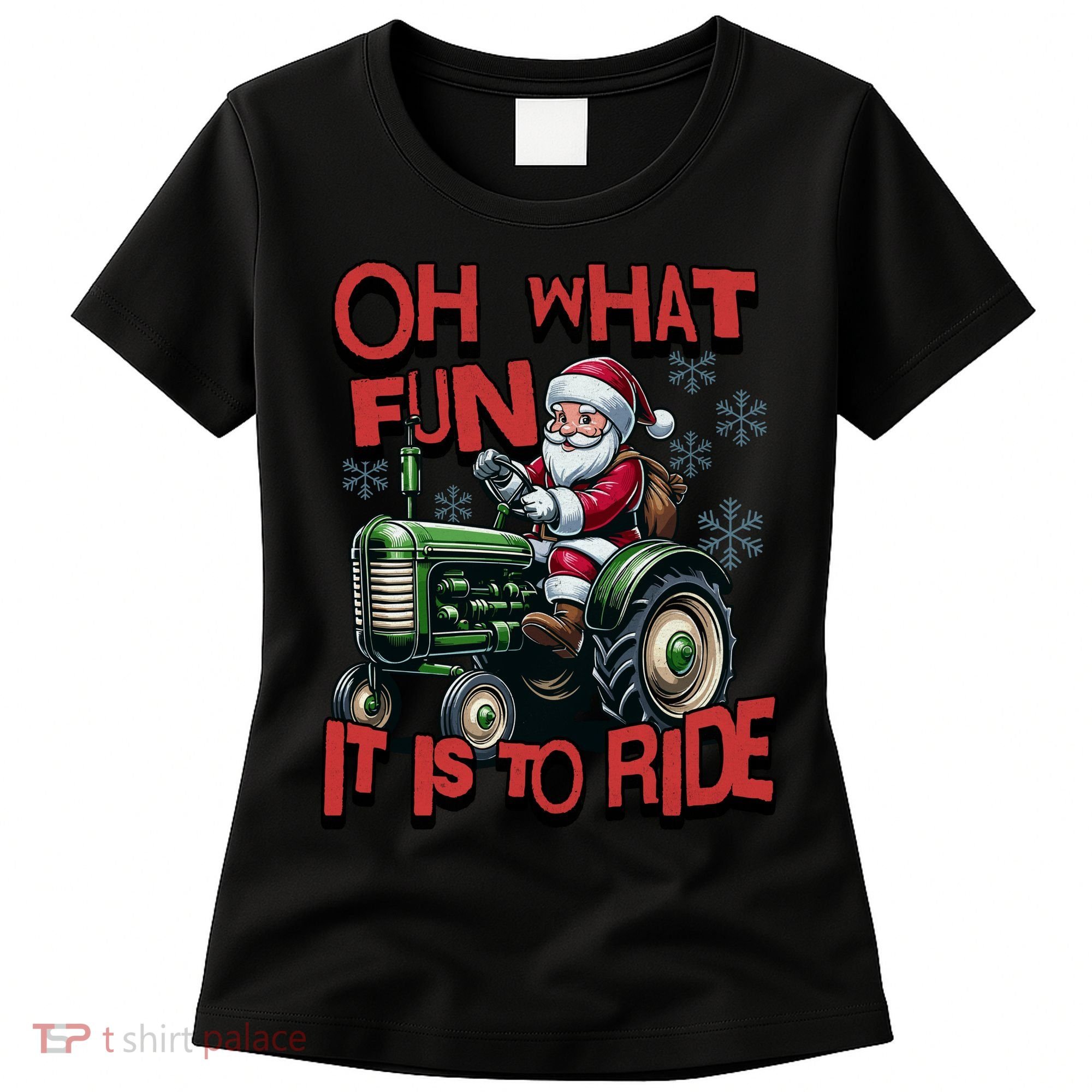 Farm Fun To Ride Santa Tractor Christmas Women's T-Shirt