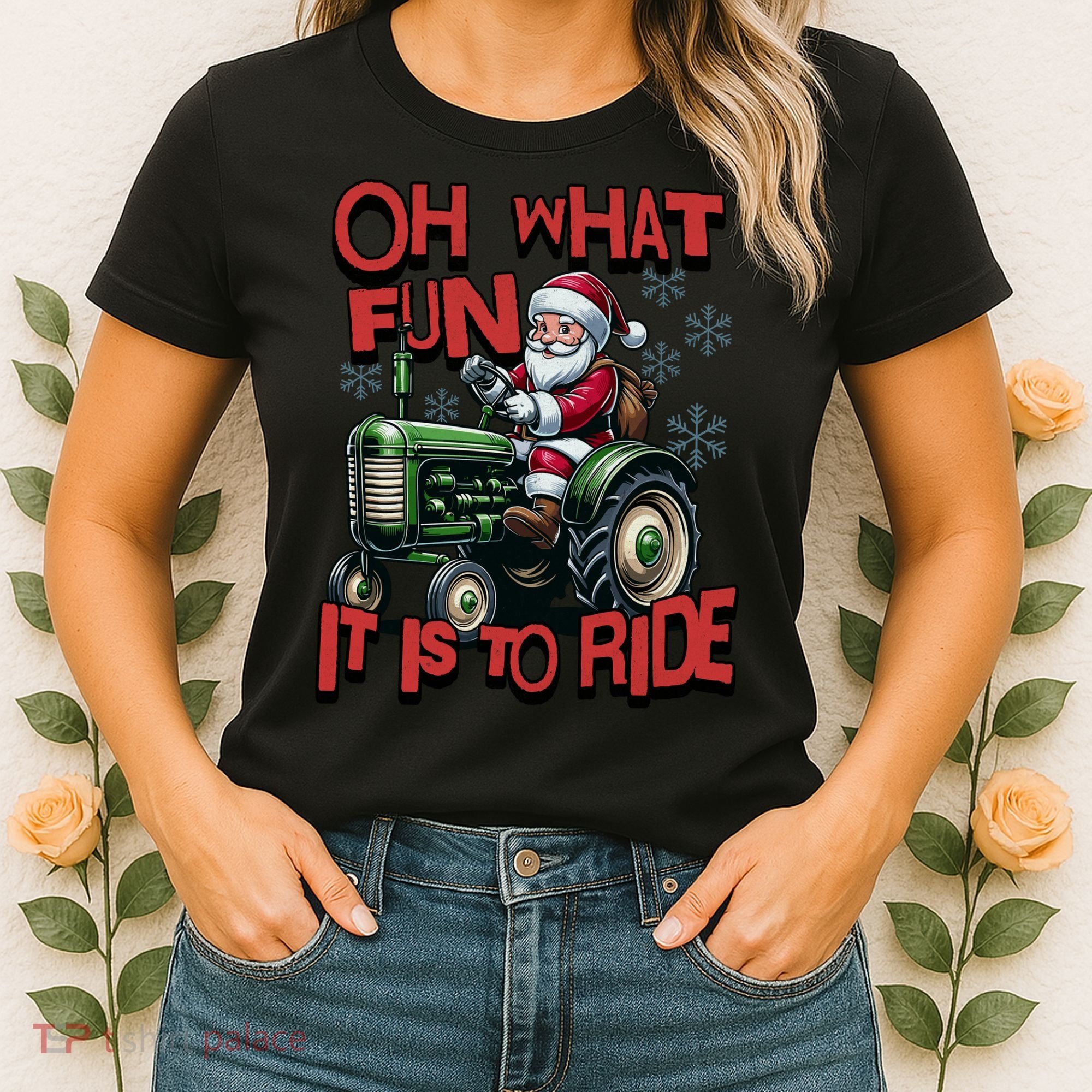 Farm Fun To Ride Santa Tractor Christmas Women's T-Shirt