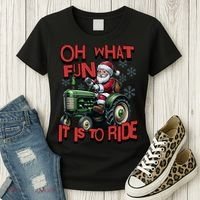 Farm Fun To Ride Santa Tractor Christmas Women's T-Shirt thumb 3