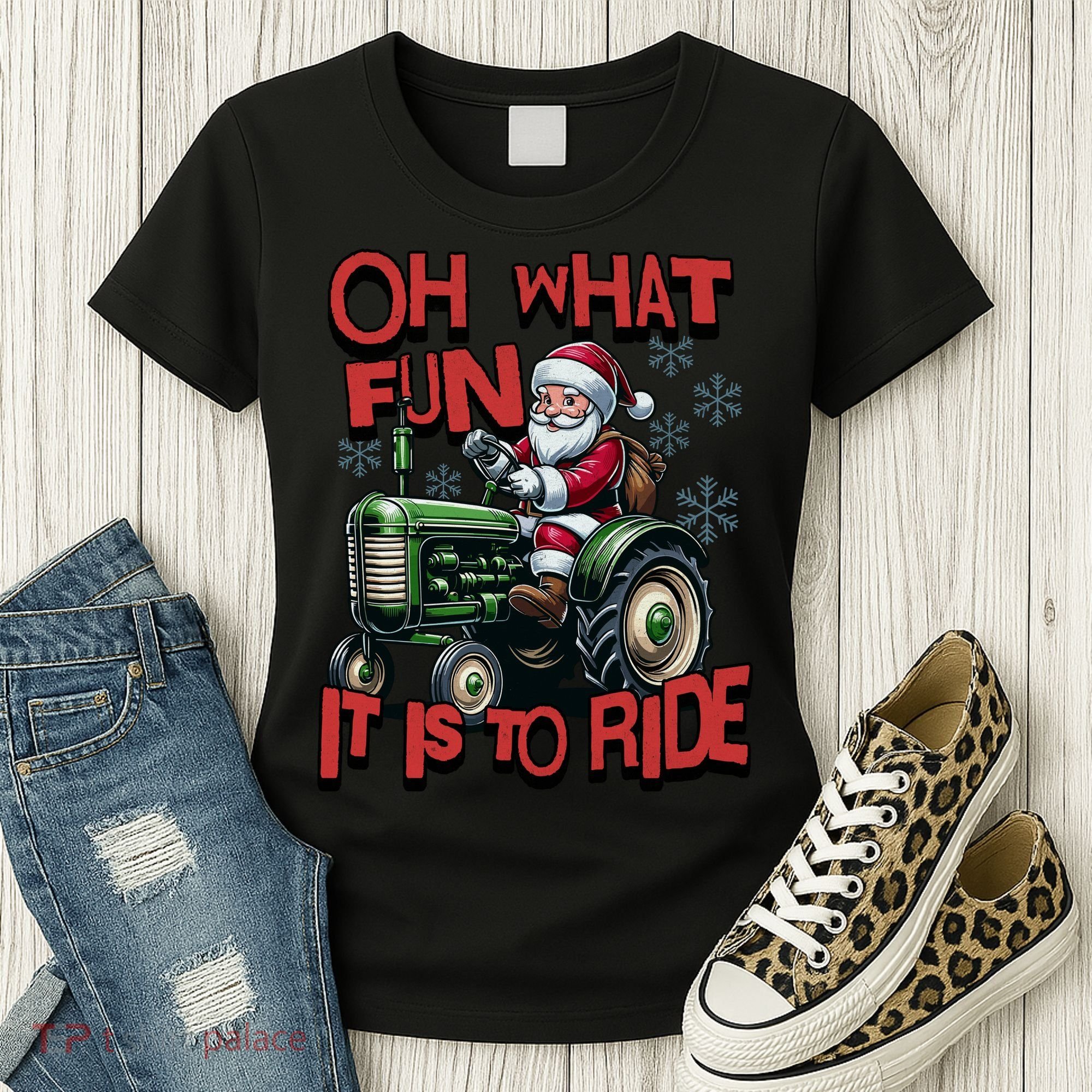 Farm Fun To Ride Santa Tractor Christmas Women's T-Shirt