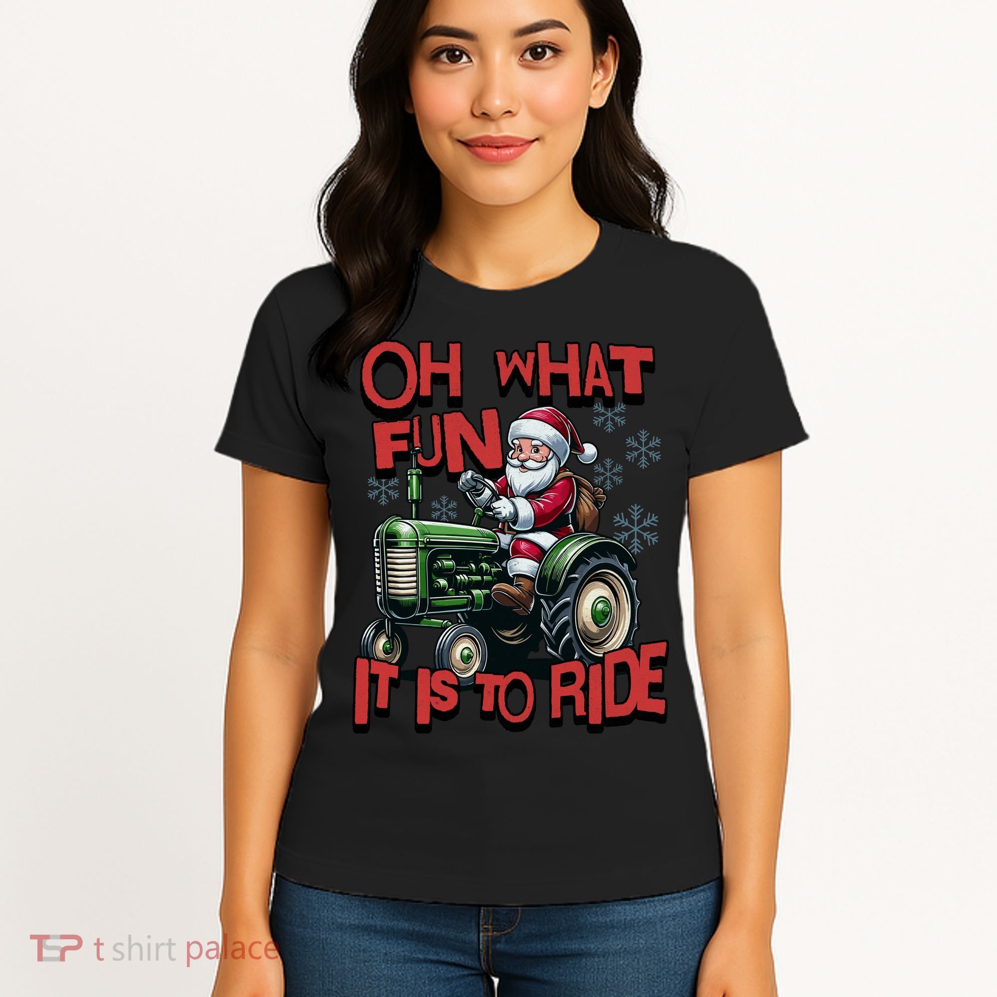 Farm Fun To Ride Santa Tractor Christmas Women's T-Shirt