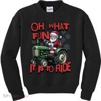 Farm Fun To Ride Santa Tractor Christmas Kids Sweatshirt thumb 0