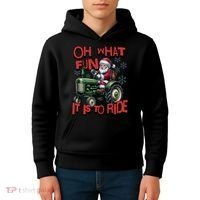 Farm Fun To Ride Santa Tractor Christmas Kids Hoodie thumb 4