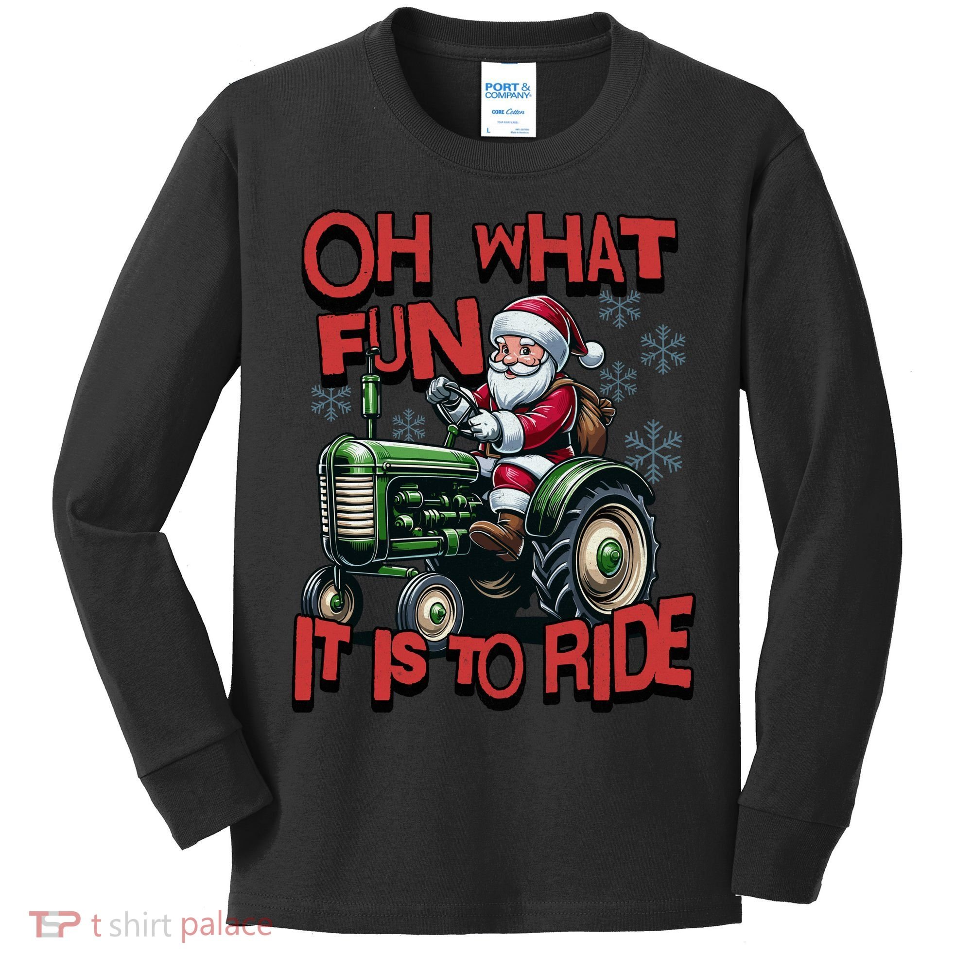 Farm Fun To Ride Santa Tractor Christmas Kids Long Sleeve Shirt