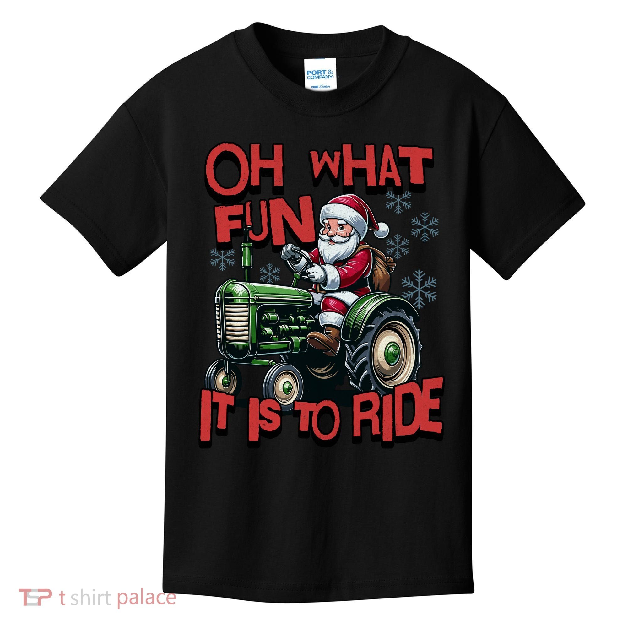 Farm Fun To Ride Santa Tractor Christmas Kids T-Shirt