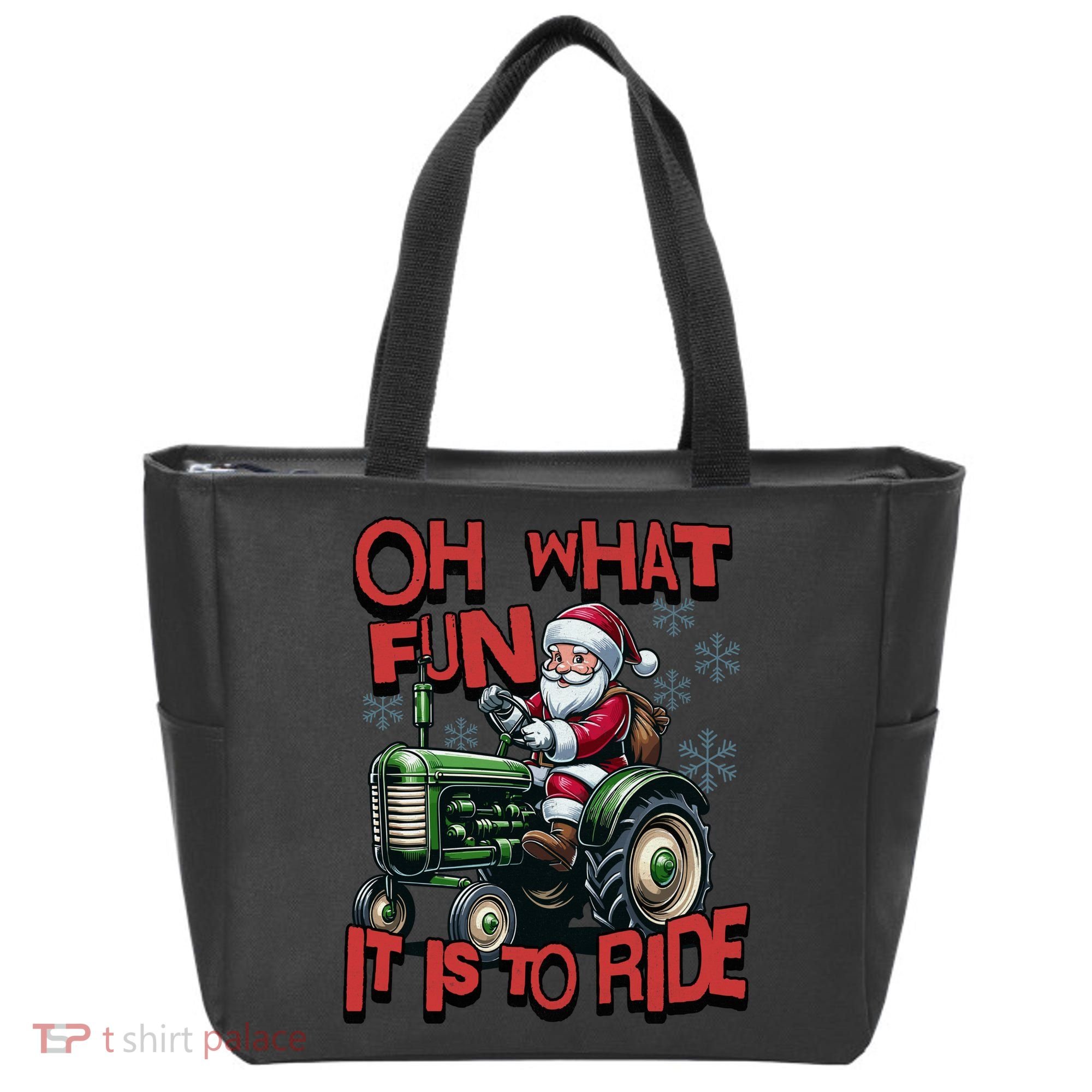 Farm Fun To Ride Santa Tractor Christmas Tote Bag