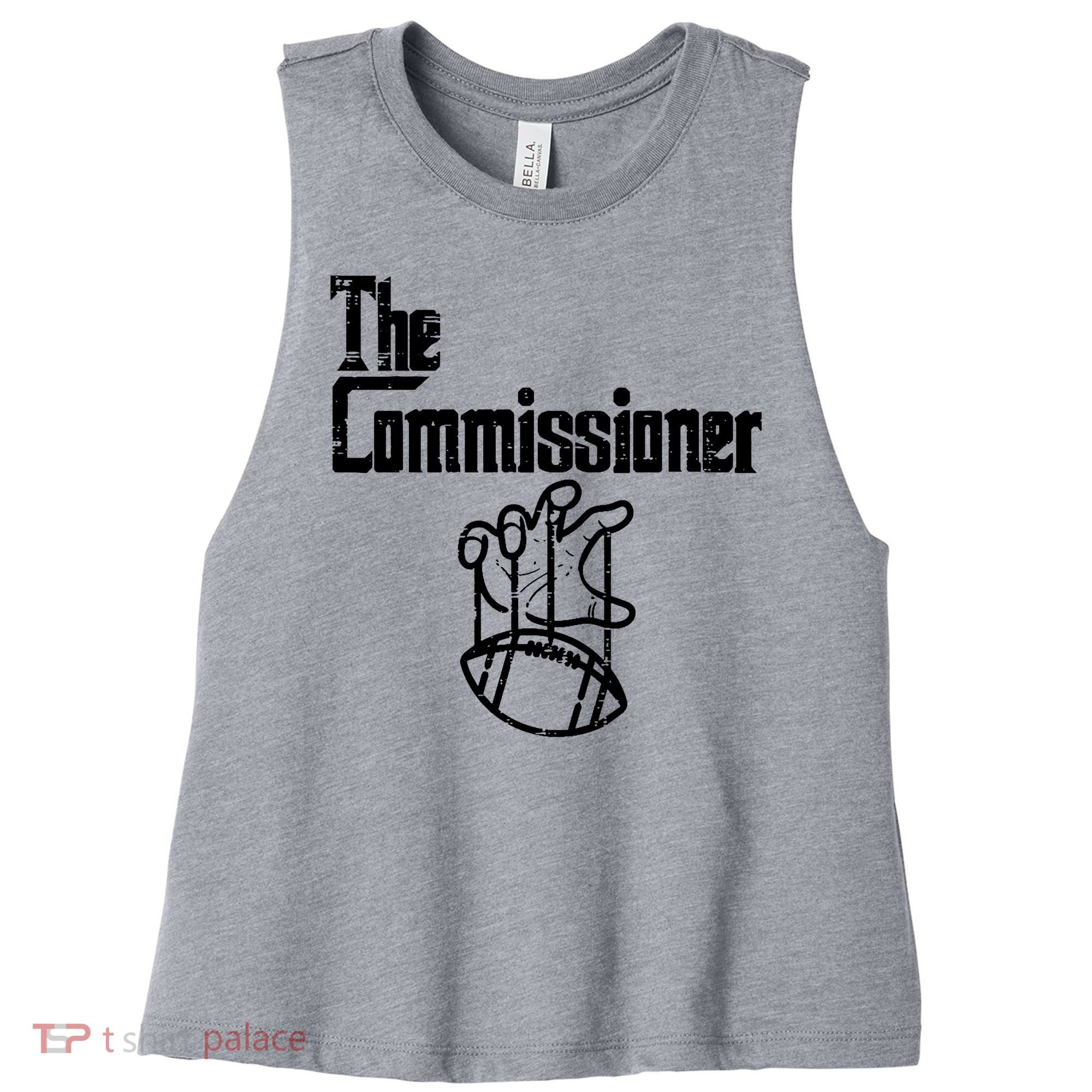 Fantasy Football The Commissioner Funny Women's Racerback Cropped Tank