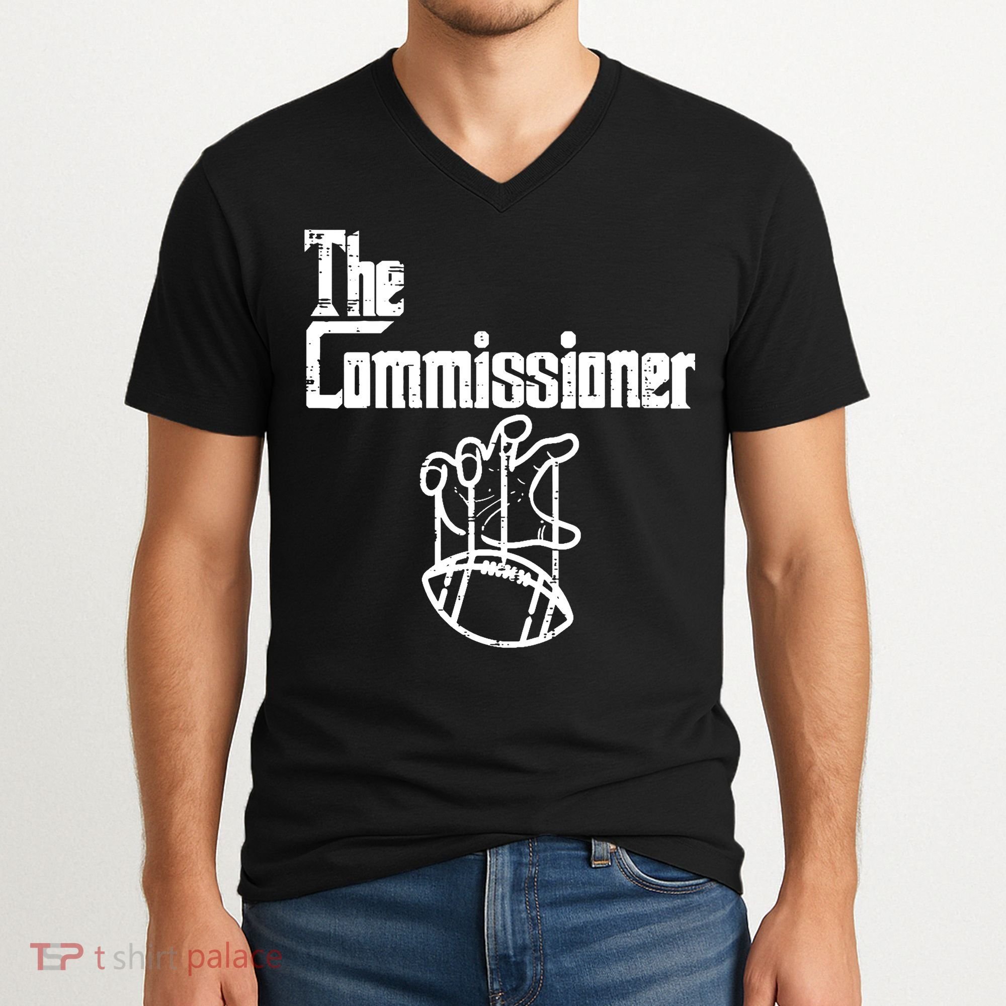 Fantasy Football The Commissioner Funny V-Neck T-Shirt