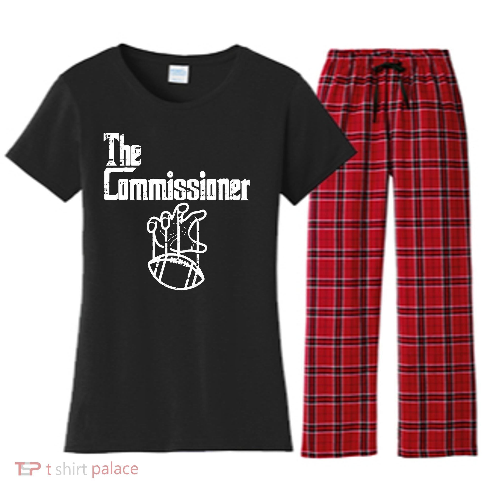 Fantasy Football The Commissioner Funny Women's Flannel Pajama Set