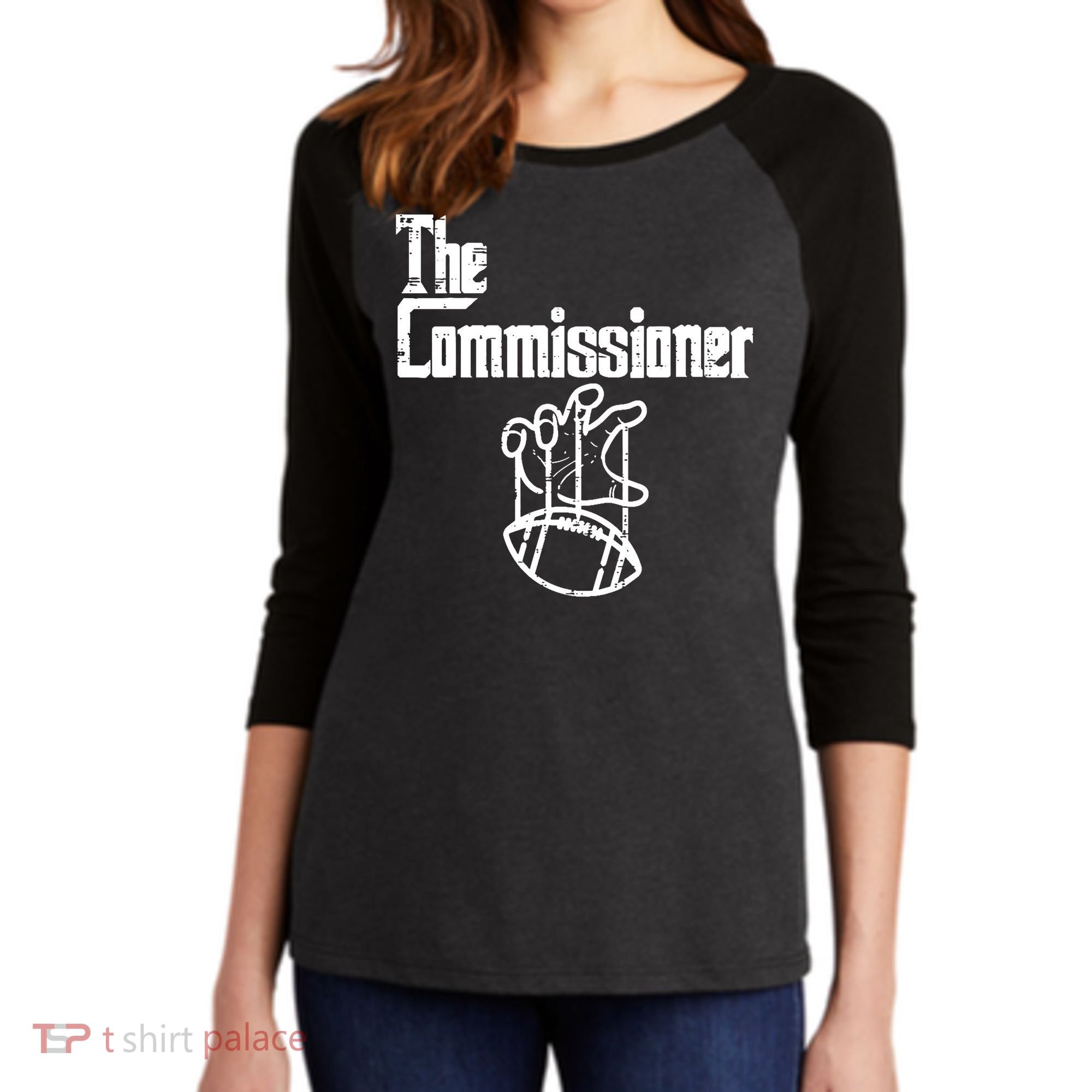 Fantasy Football The Commissioner Funny Women's Tri-Blend 3/4-Sleeve Raglan Shirt